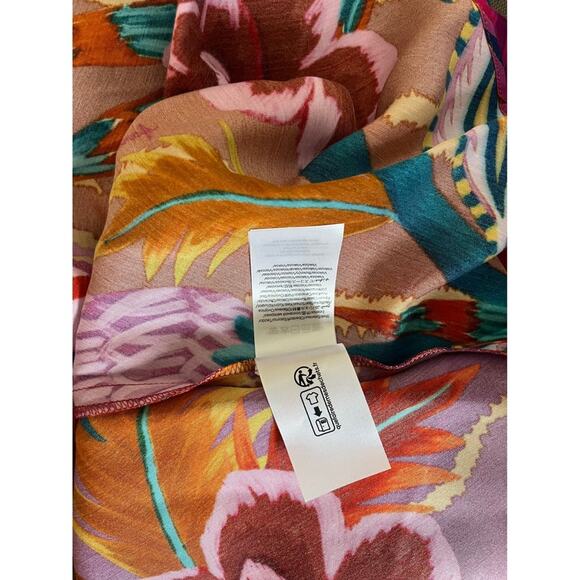 Farm Rio Maxi Dress Tropical Floral Print Spaghetti Strap Silk Blend XS - Picture 8 of 8